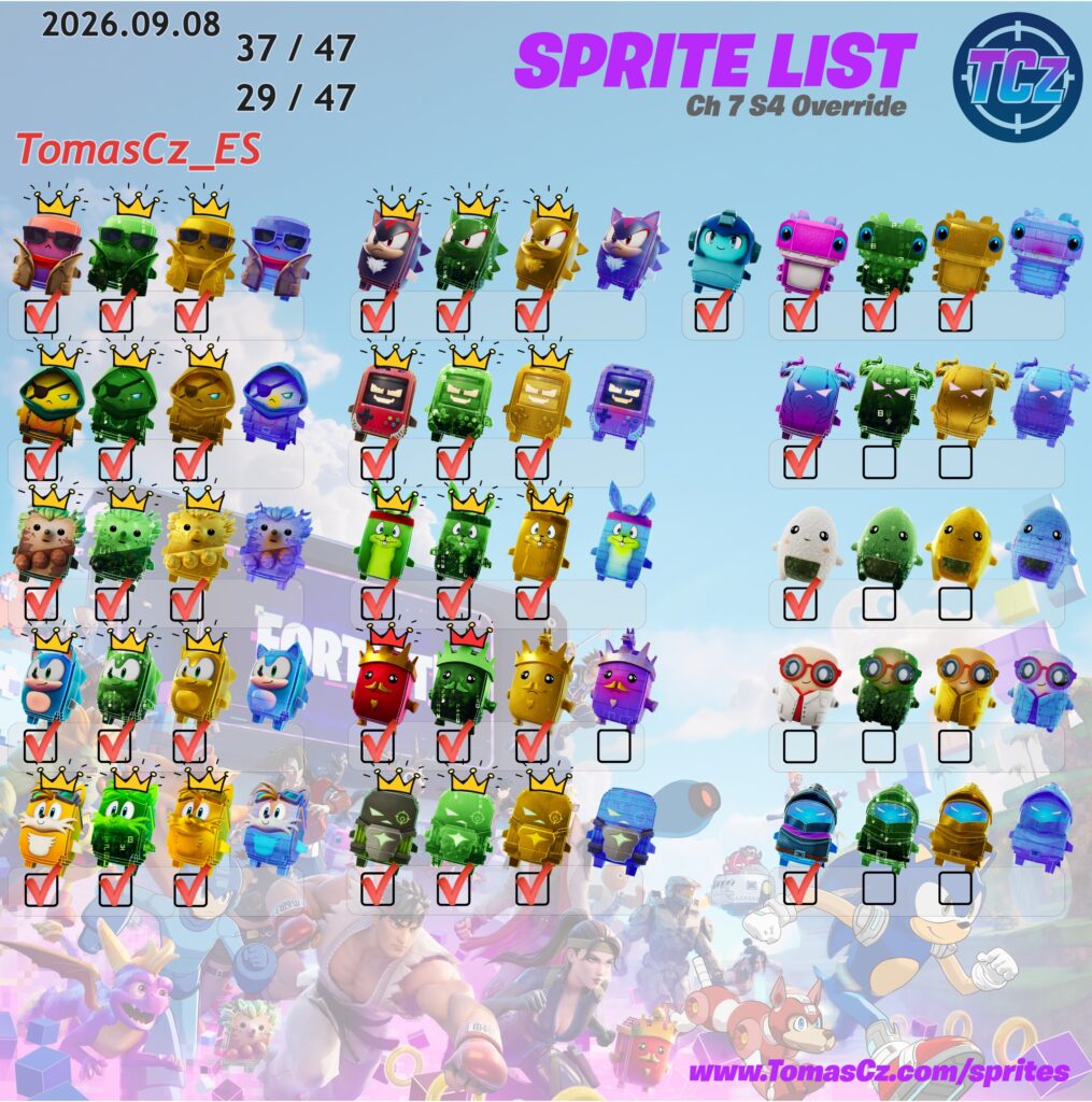 fortnite sprite checklist